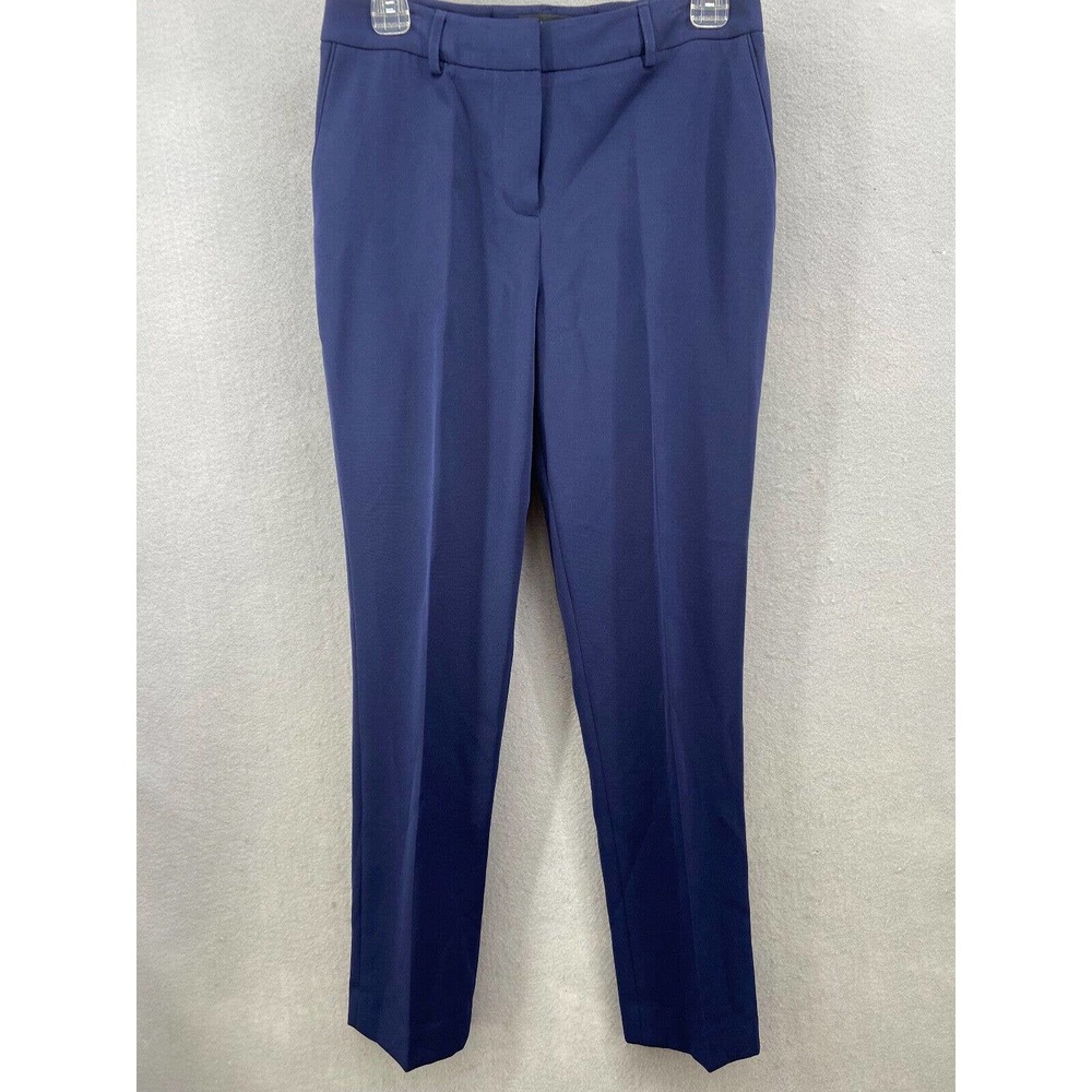Tahari ASL Pants Womens Sz 4 Blue Tapered Leg‎ Dress Trouser Pockets